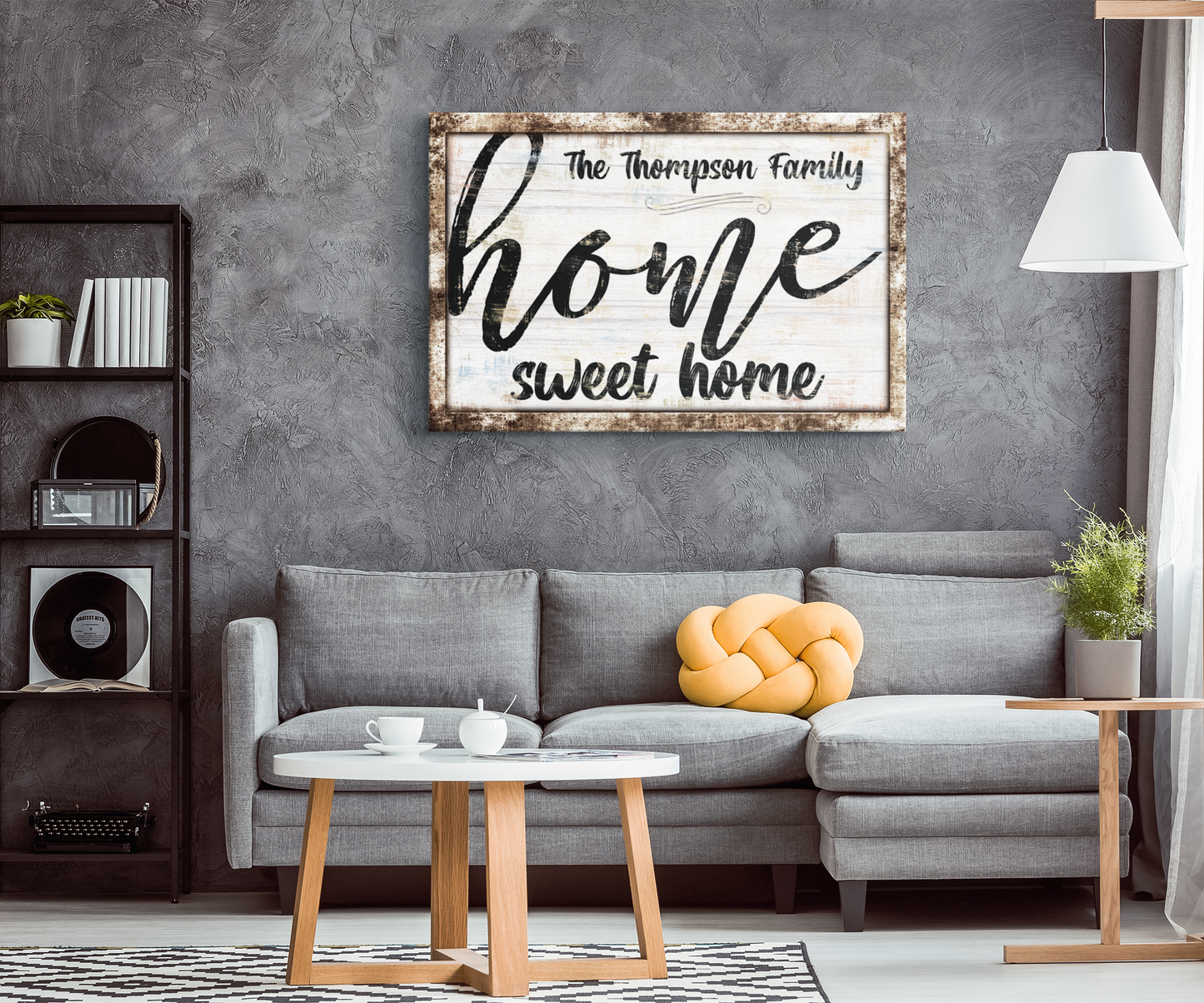 Personalized Family "Home Sweet Home" Rustic Premium Canvas
