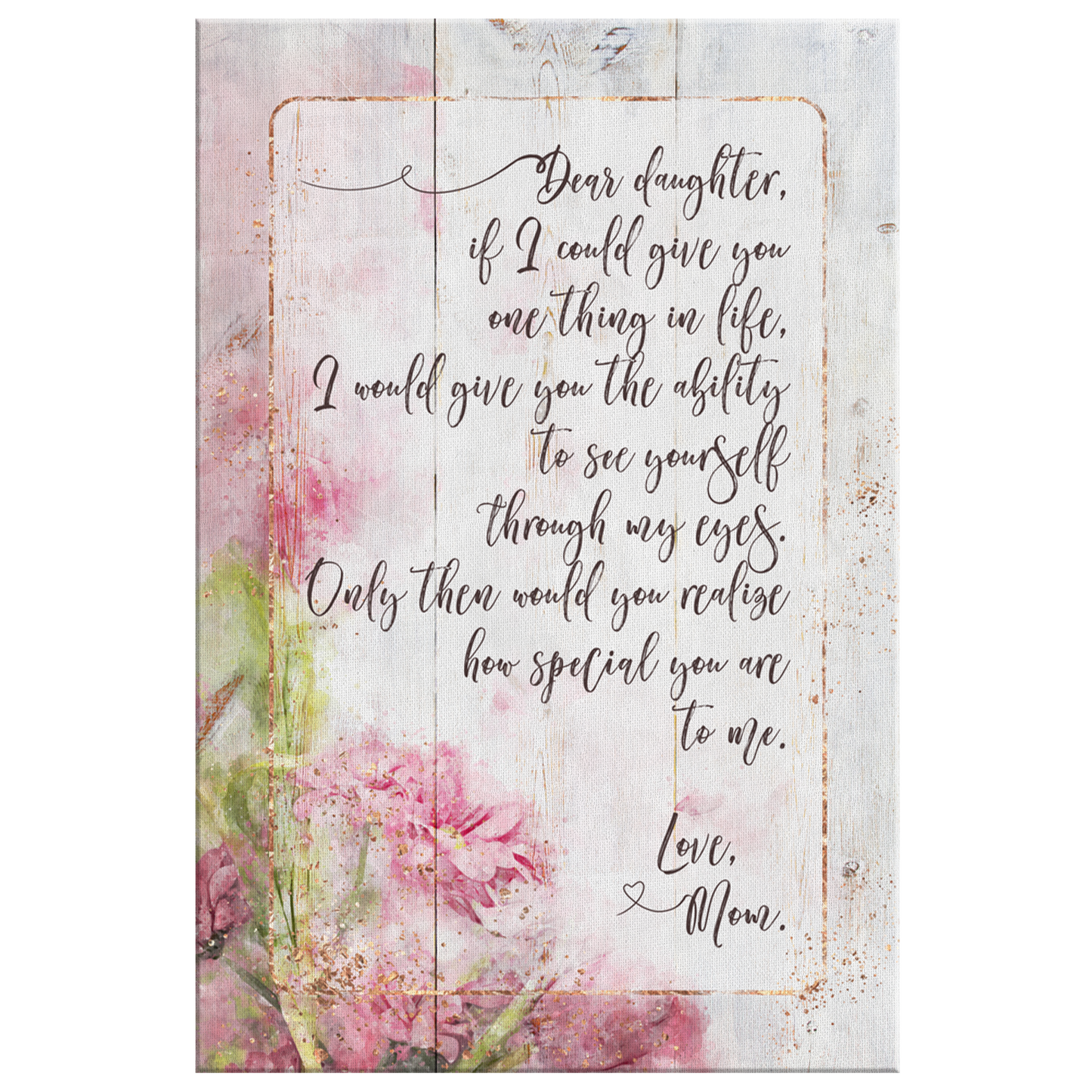 "Dear Daughter, Love Mom" Premium Canvas