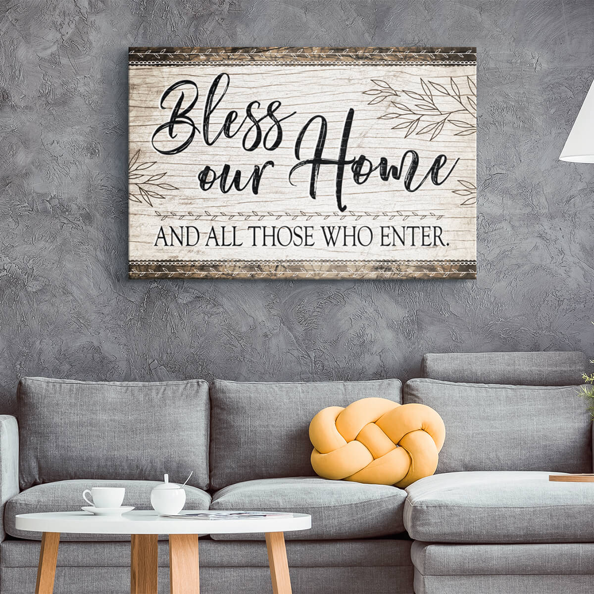 &quot;Bless Our Home And All Those Who Enter&quot; Premium Canvas