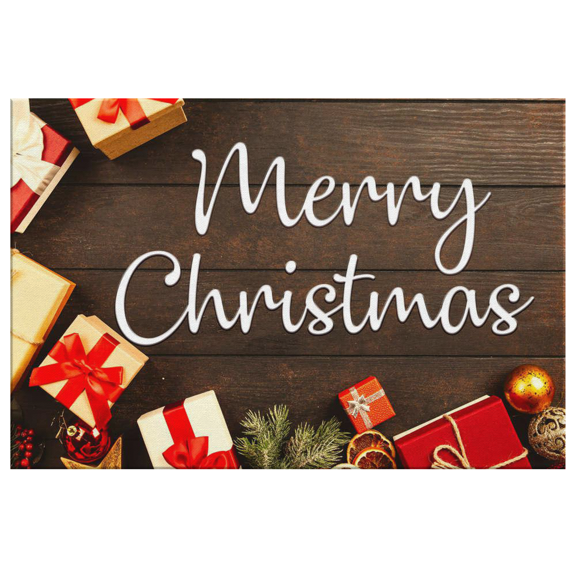 "Merry Christmas" wall art sign wood style canvas