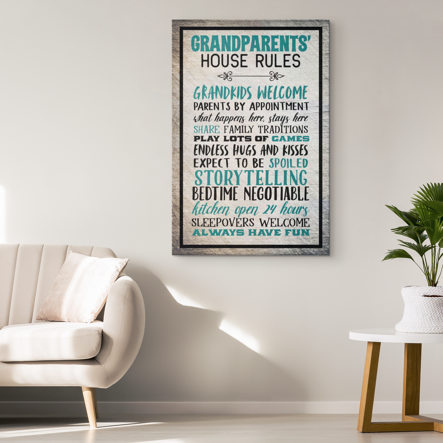 "Grandparent's House Rules" Premium Canvas