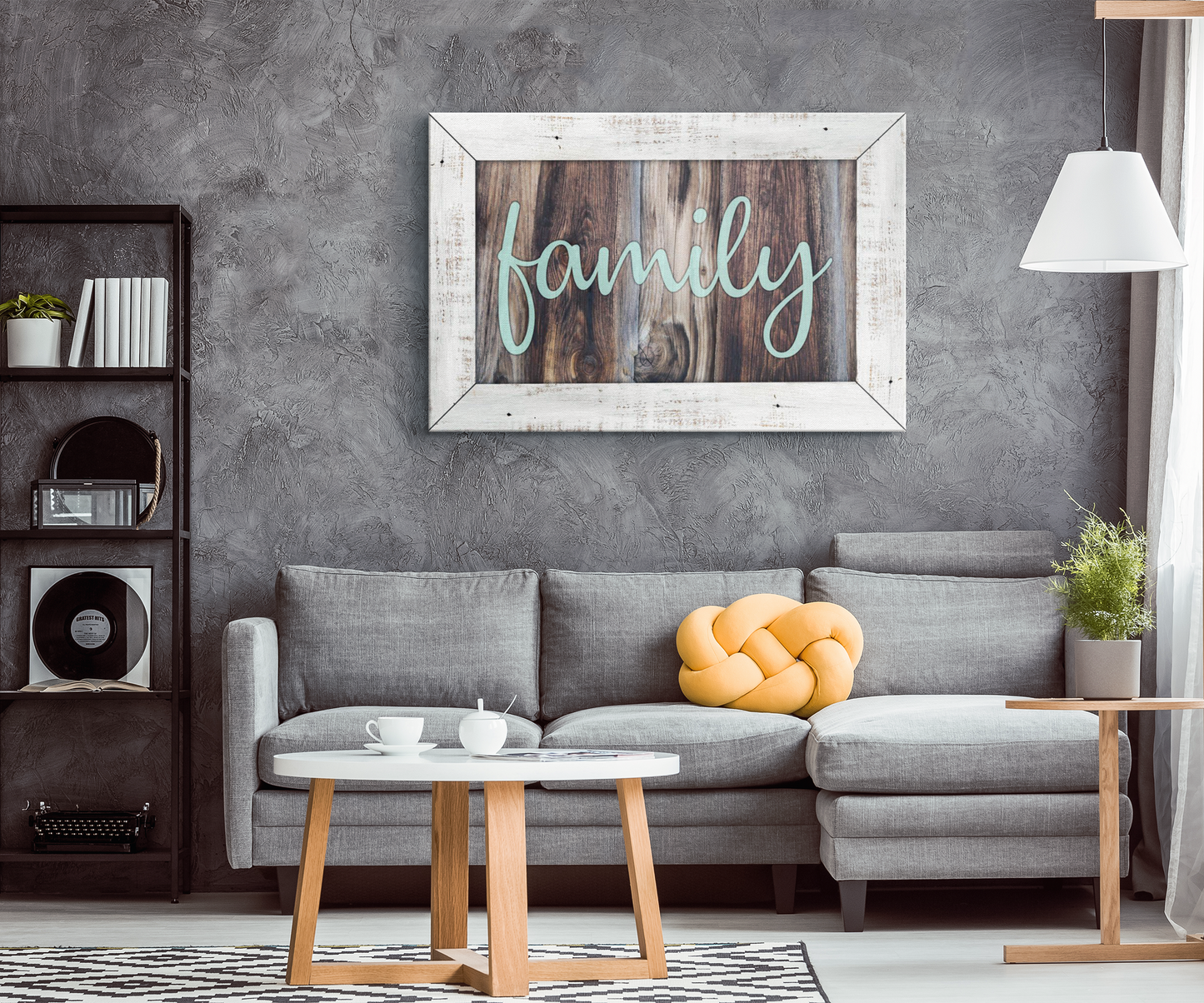 "Family" Rustic Wood Style Premium Canvas