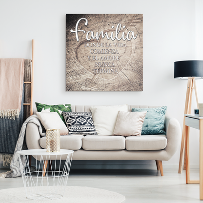 "Familia - Donde La Vida Comienza" Premium Canvas
