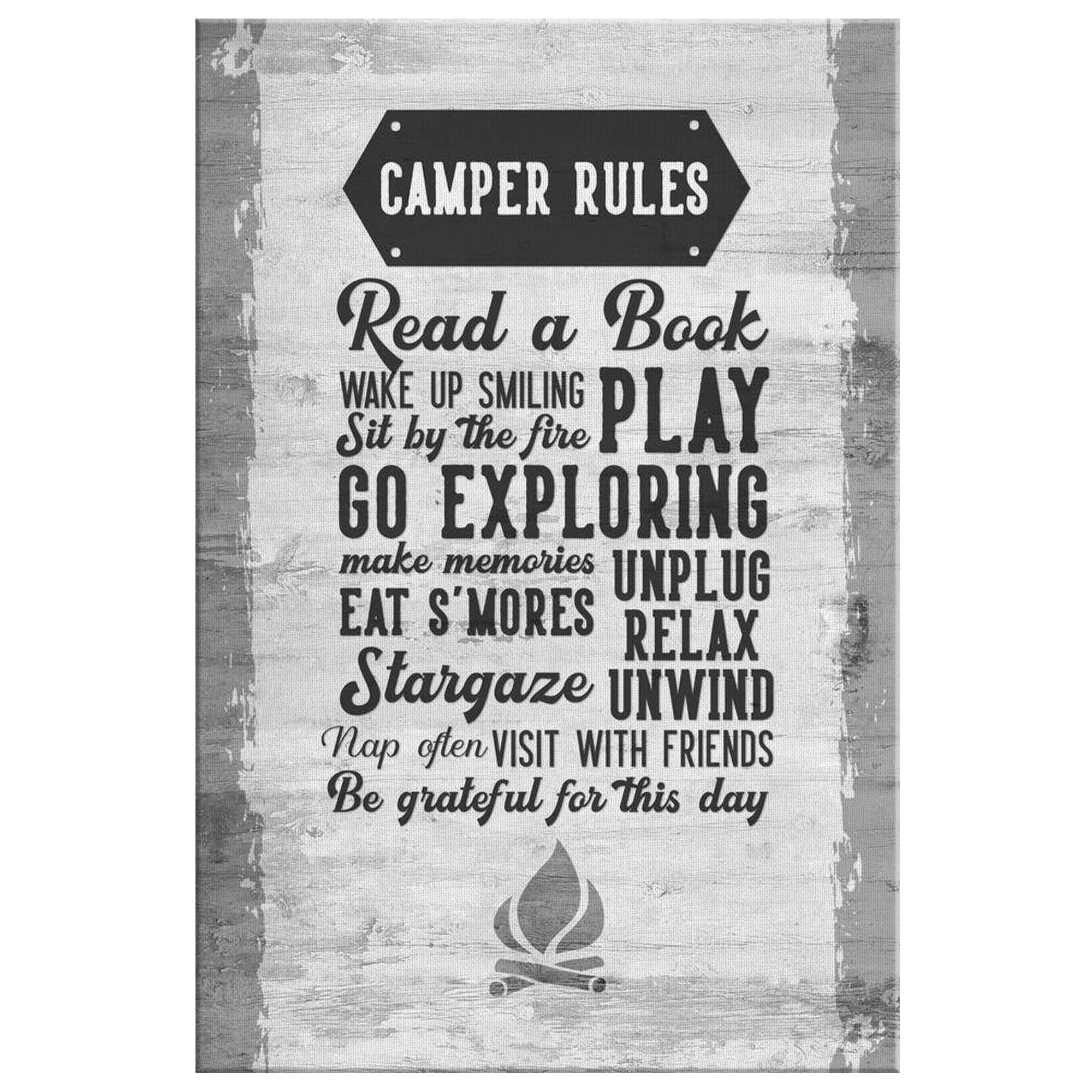 "Camper Rules" Premium Canvas sign