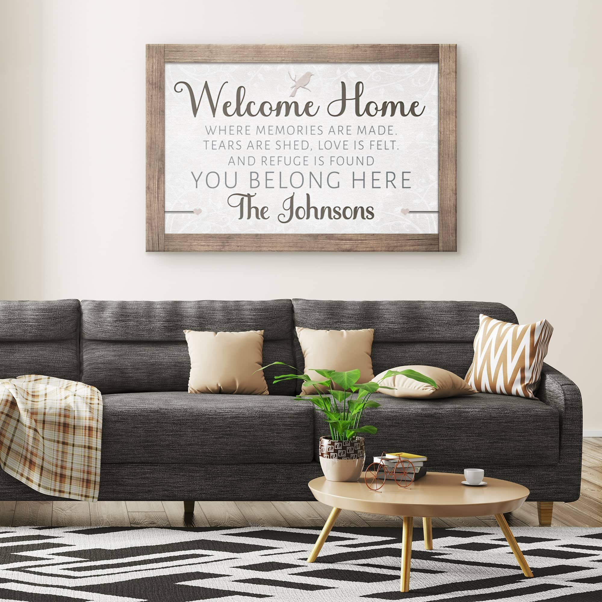 Personalized "Welcome Home - You Belong Here" Premium Canvas Wall Art v2