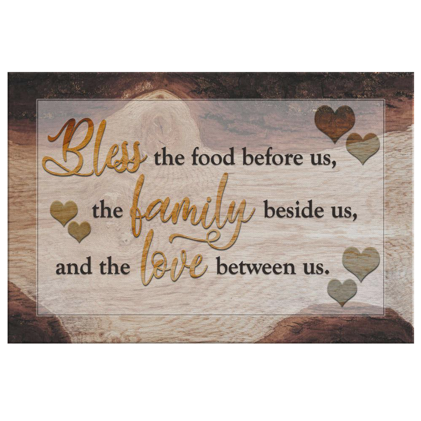 "Food, Family, Love" Premium Rustic Canvas