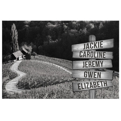 Personalized Names "Heart-Shaped Lane" Premium Canvas