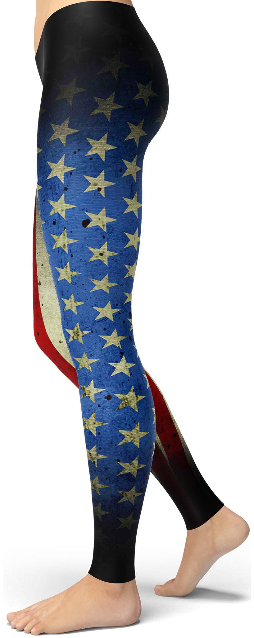 American Flag Grunge-Style Leggings