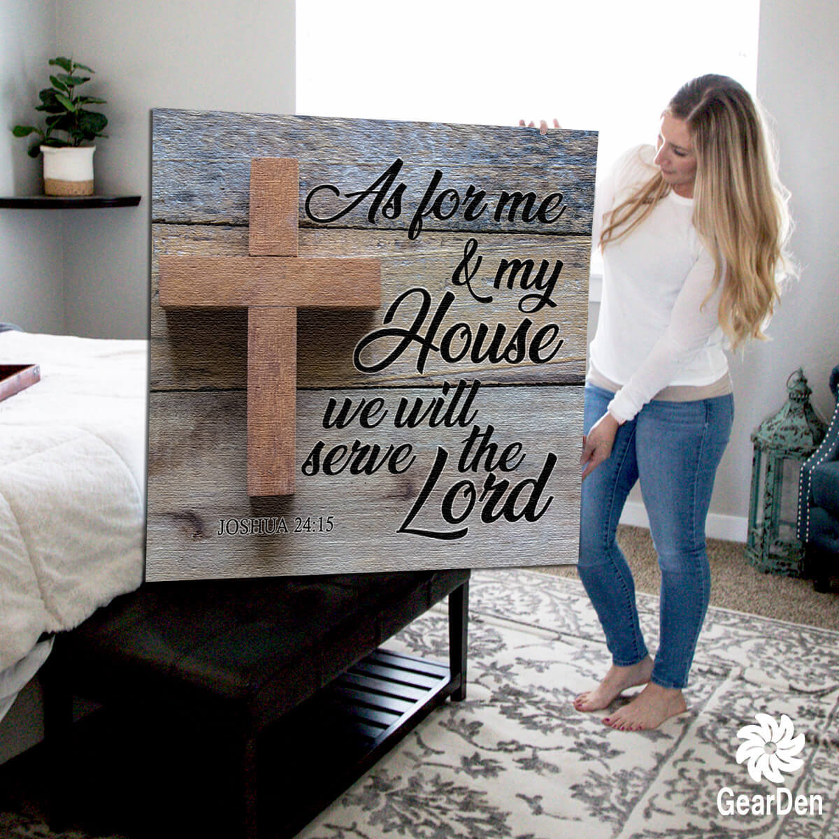 "As For Me & my House We Will Serve The Lord" Premium Canvas
