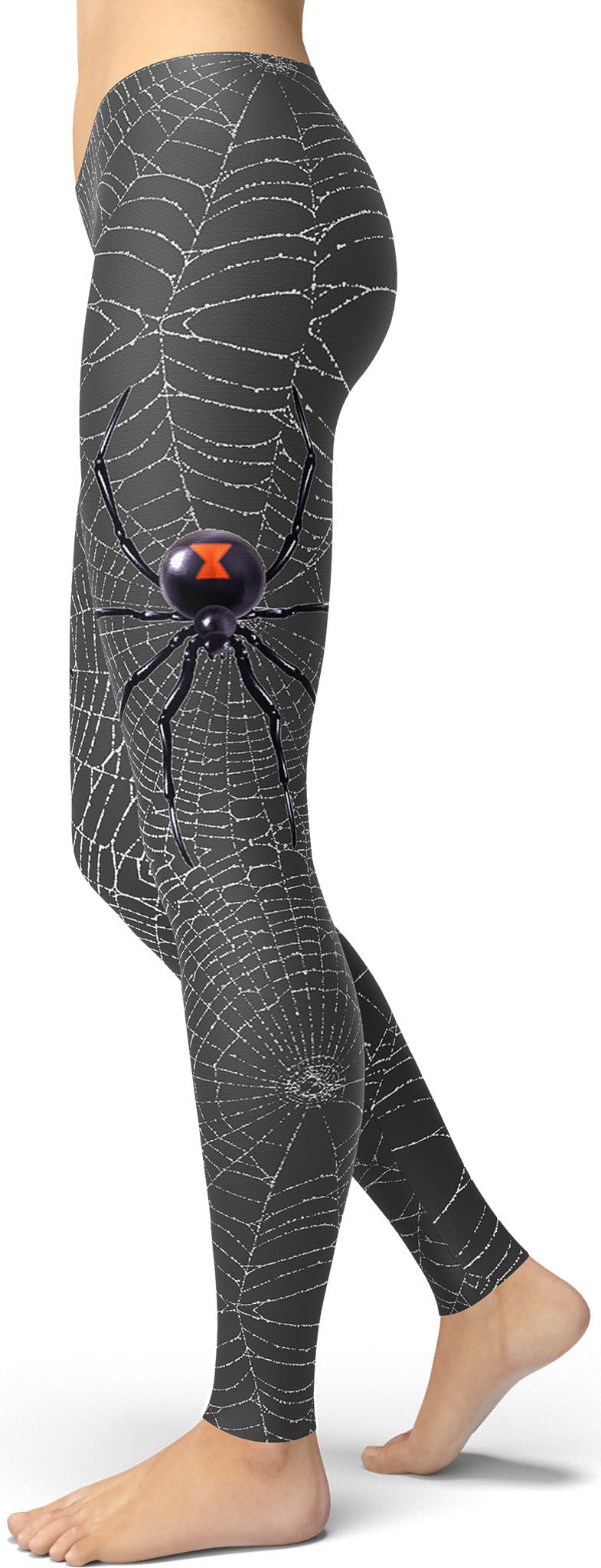 Creamy Soft Black Widow Spider Web Plus Size Leggings - USA