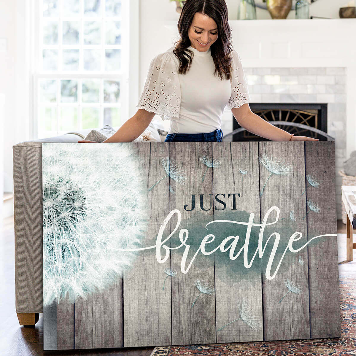 "Just Breathe" Inspirational Premium Canvas Wall Art