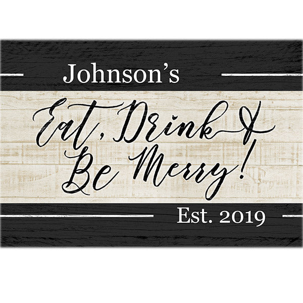 Personalized "Eat, Drink, & Be Merry" Premium Canvas