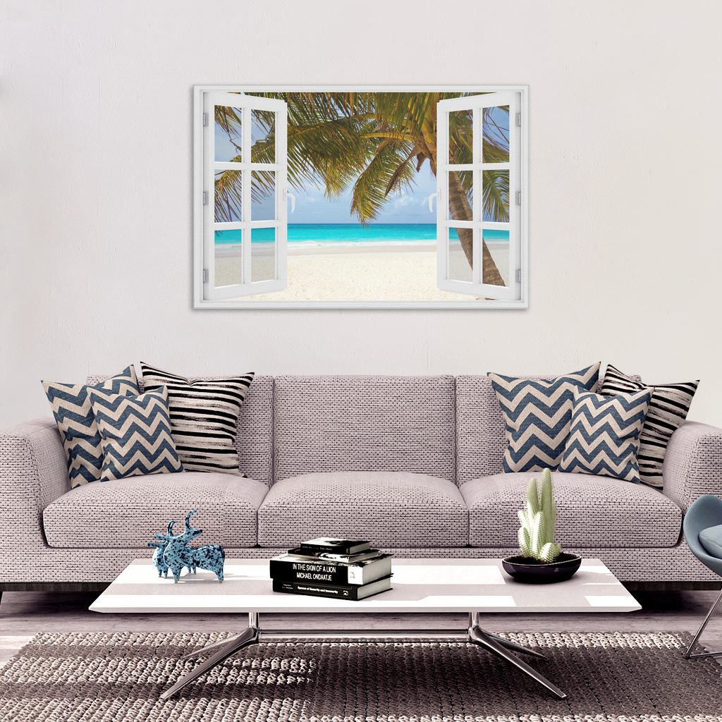 "Palm Beach Window View" Premium Canvas