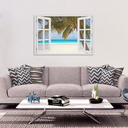 "Palm Beach Window View" Premium Canvas