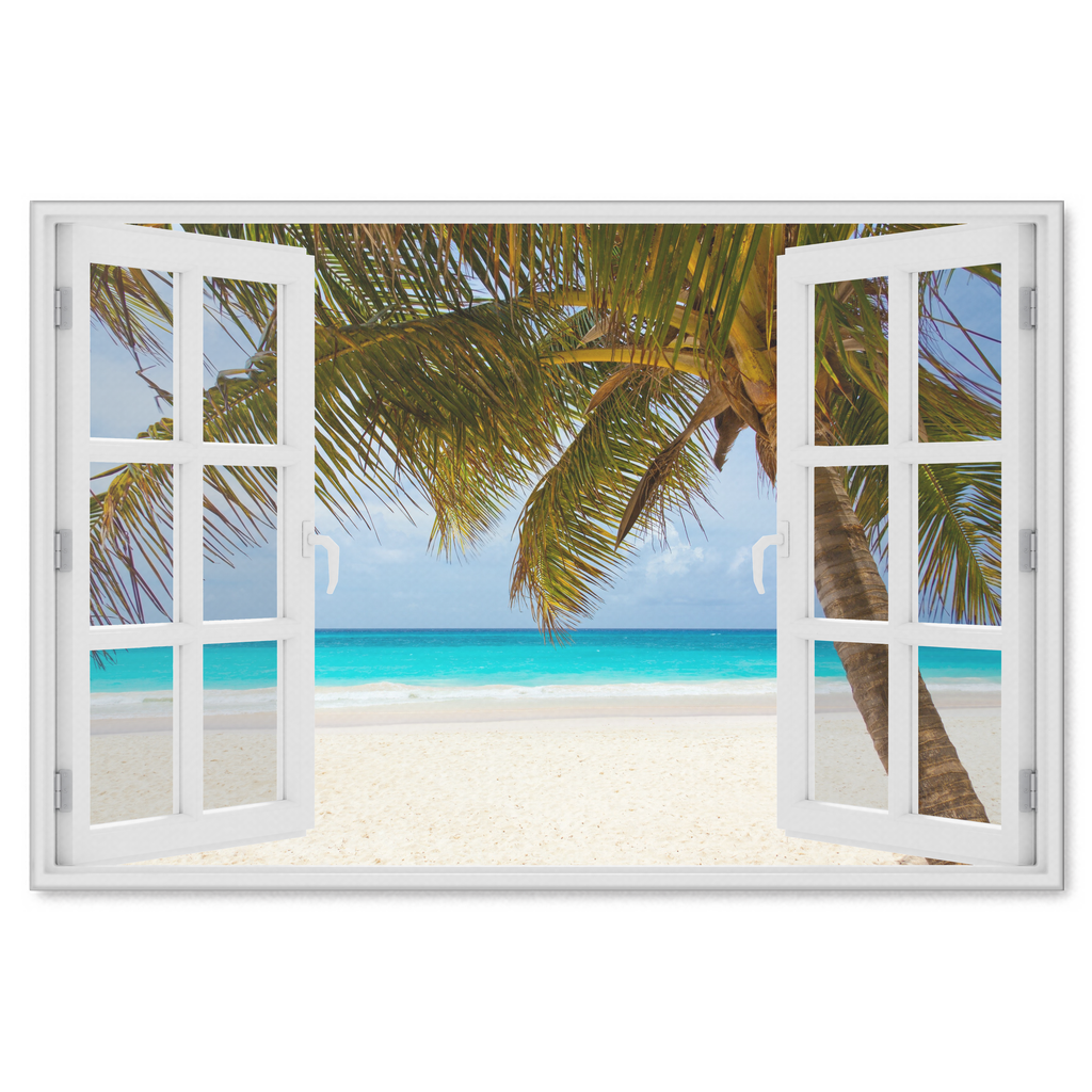 "Palm Beach Window View" Premium Canvas