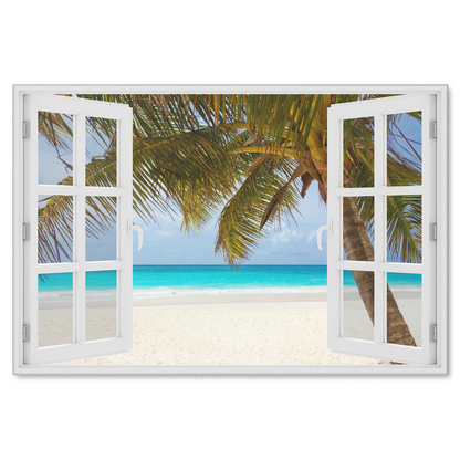 "Palm Beach Window View" Premium Canvas