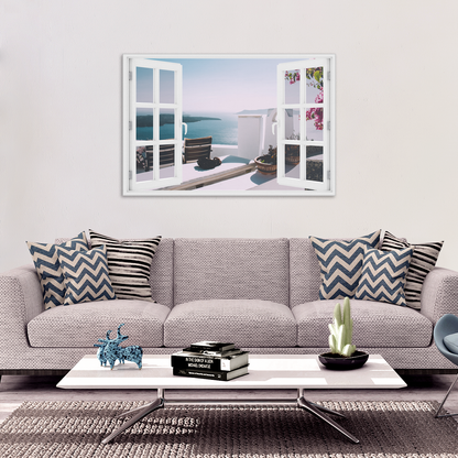 "Island Villa Window View" Premium Canvas