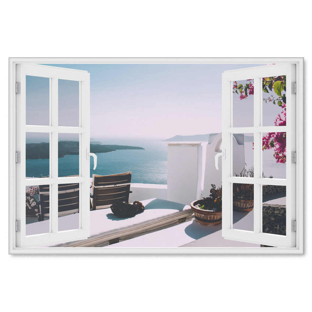 "Island Villa Window View" Premium Canvas wall art 