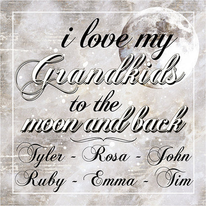 Personalized "I Love My Grandkids To The Moon And Back" Premium Canvas
