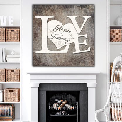 Personalized "LOVE - Names on Heart" Premium Canvas