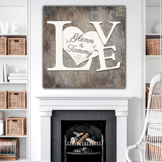 Personalized "LOVE - Names on Heart" Premium Canvas