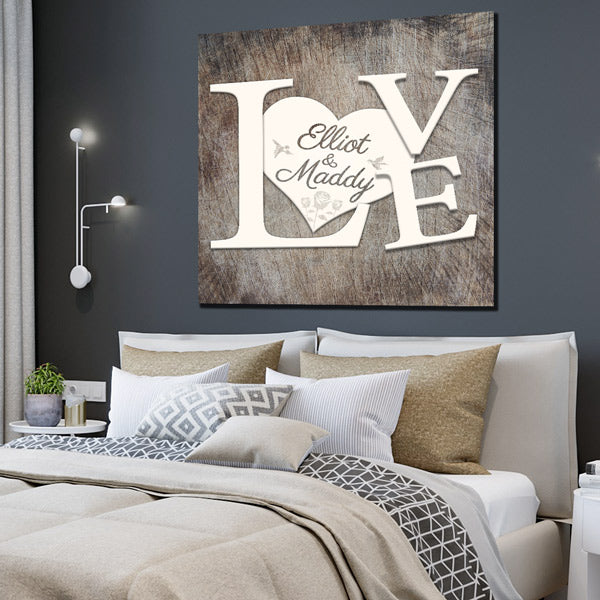 Personalized "LOVE - Names on Heart" Premium Canvas