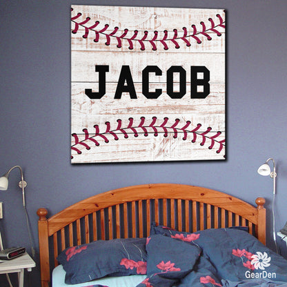 Personalized Baseball Name Canvas Wall Art