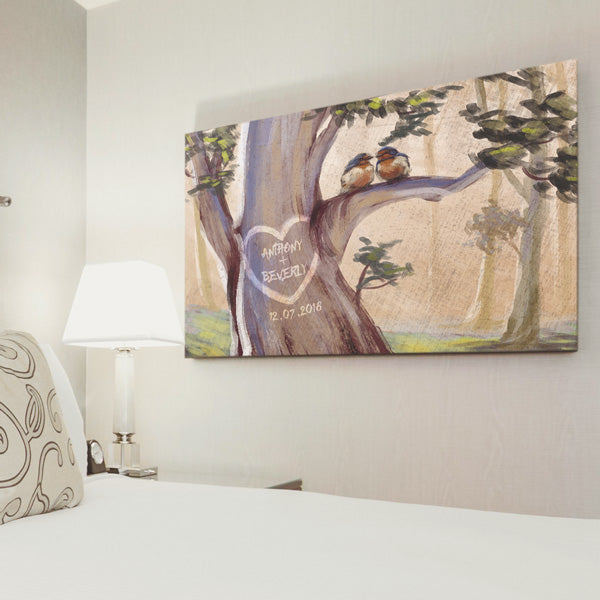 Personalized "Heart - Names On A Tree" Premium Canvas