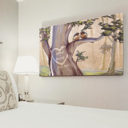 Personalized "Heart - Names On A Tree" Premium Canvas