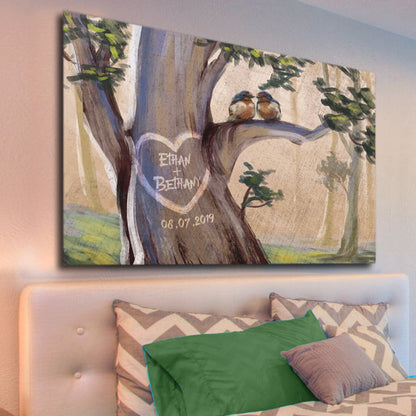 Personalized "Birds On A Tree" Family/Couple's Premium Canvas