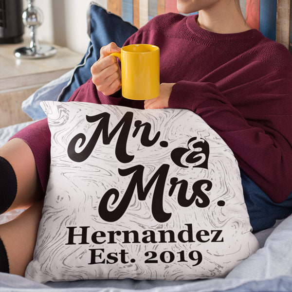 Mr and mrs hot sale est 2019 pillow