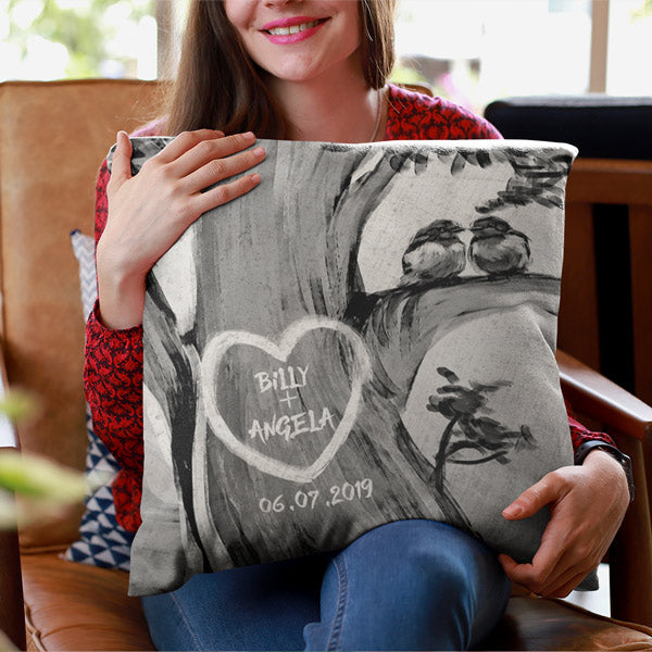 Personalized Pillow - "Heart with Names On A Tree"