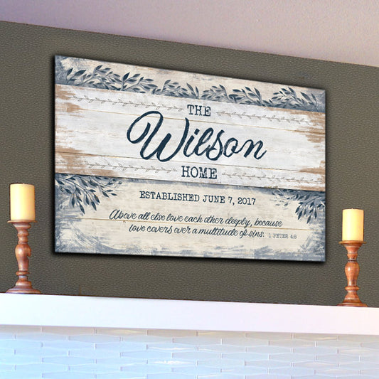 Personalized Family Home "Love Each Other Deeply" Premium Canvas