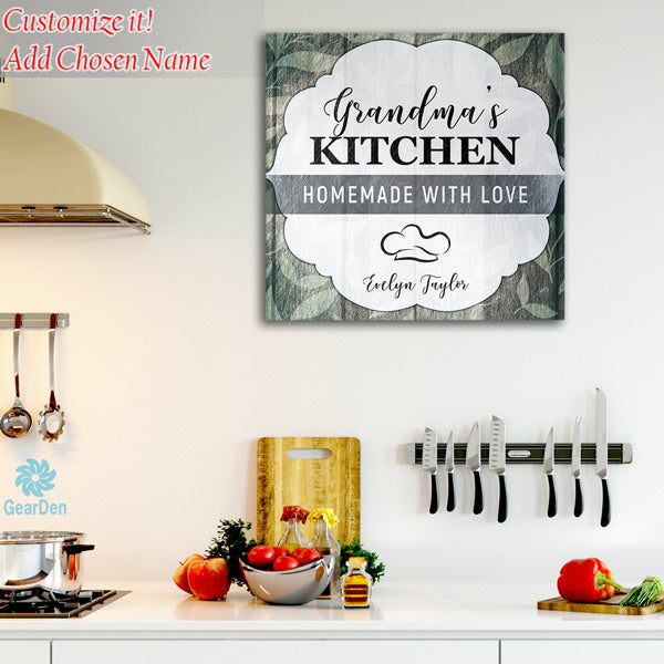 Personalized "Grandma's Kitchen - Homemade With Love" Premium Canvas