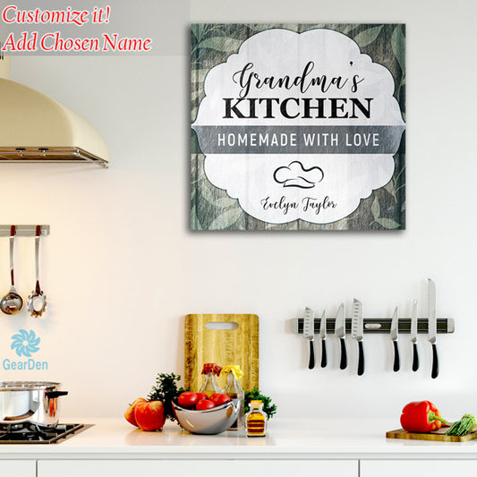 Personalized "Grandma's Kitchen - Homemade With Love" Premium Canvas