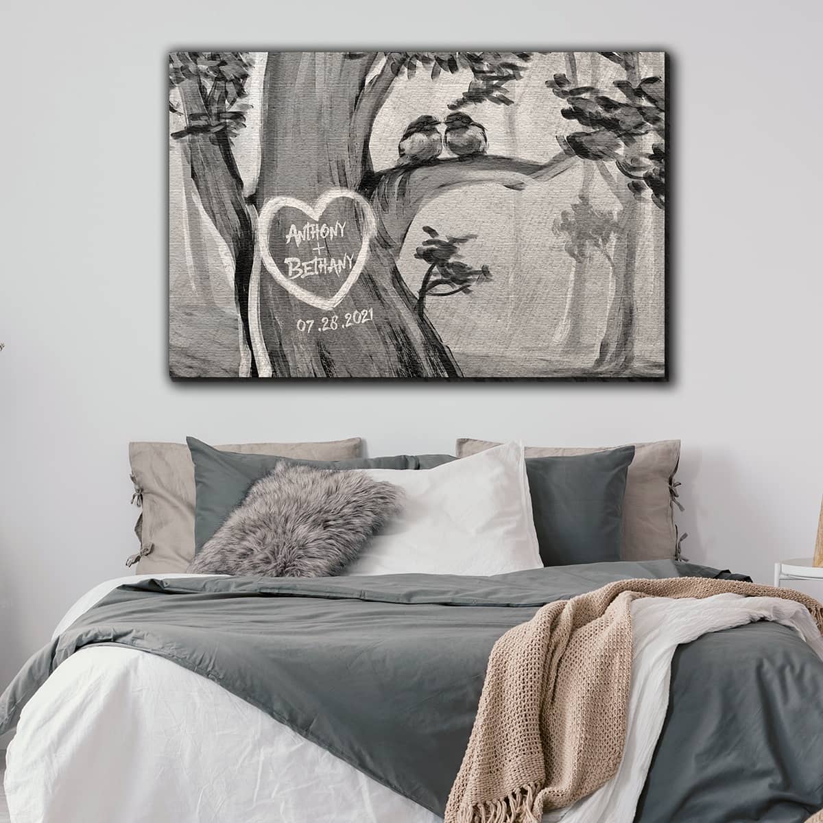 Personalized "Birds On A Tree" Family/Couple's Premium Canvas