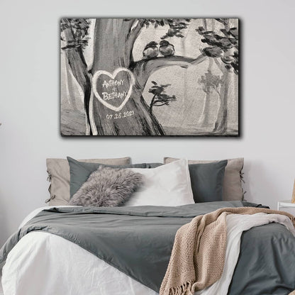 Personalized "Birds On A Tree" Family/Couple's Premium Canvas