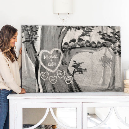 Personalized "Birds On A Tree" Family/Couple's Premium Canvas