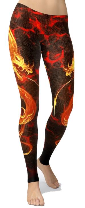 Dragon Fire Yoga Leggings high Waist, Full Length, Silky Soft Material,  XS-6X 