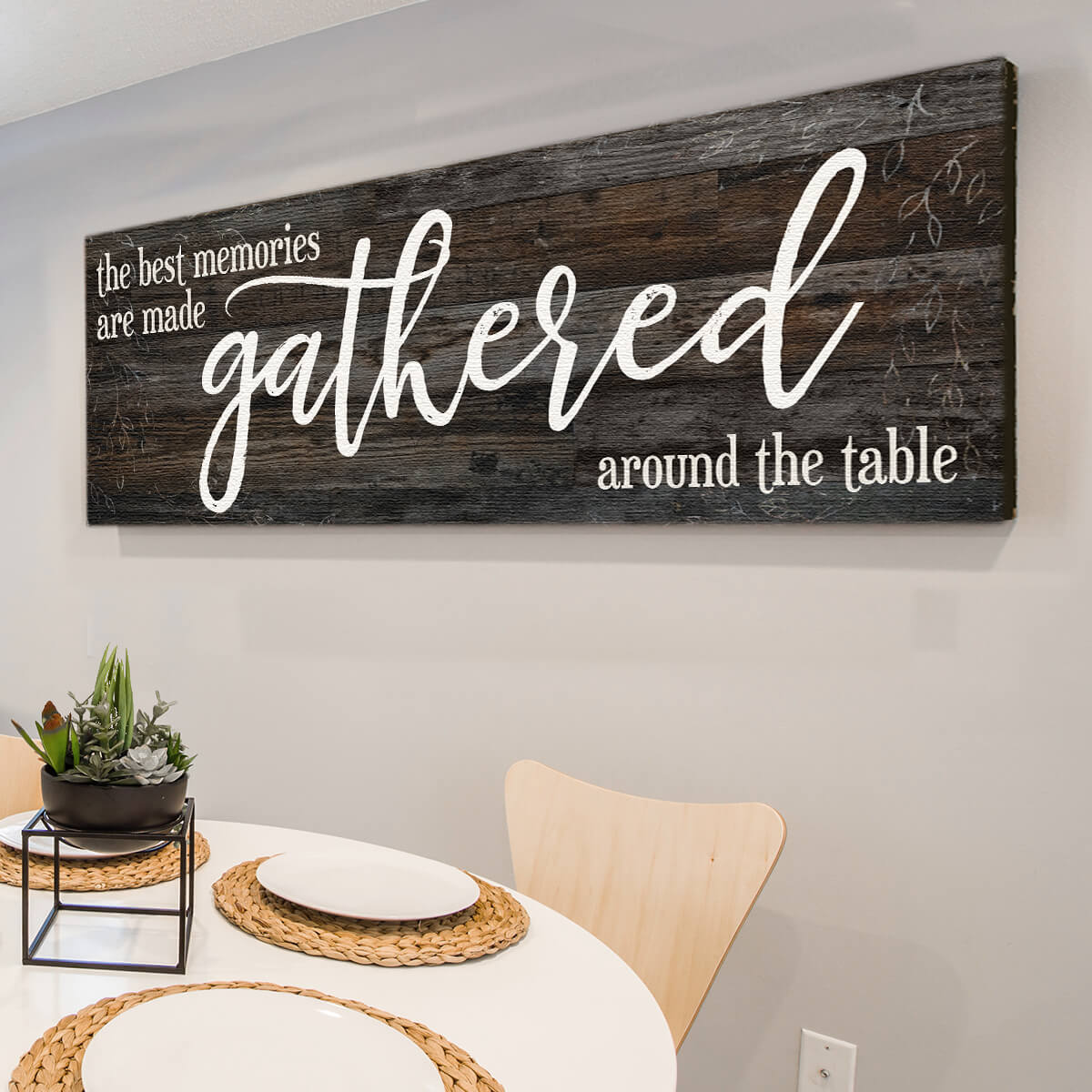 "The Best Memories are Made Gathered Around the Table" Panoramic Canvas Wall Art