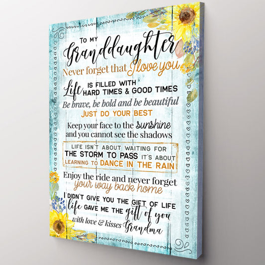 Personalized "To My Granddaughter-I Love You" Premium Canvas Wall Art