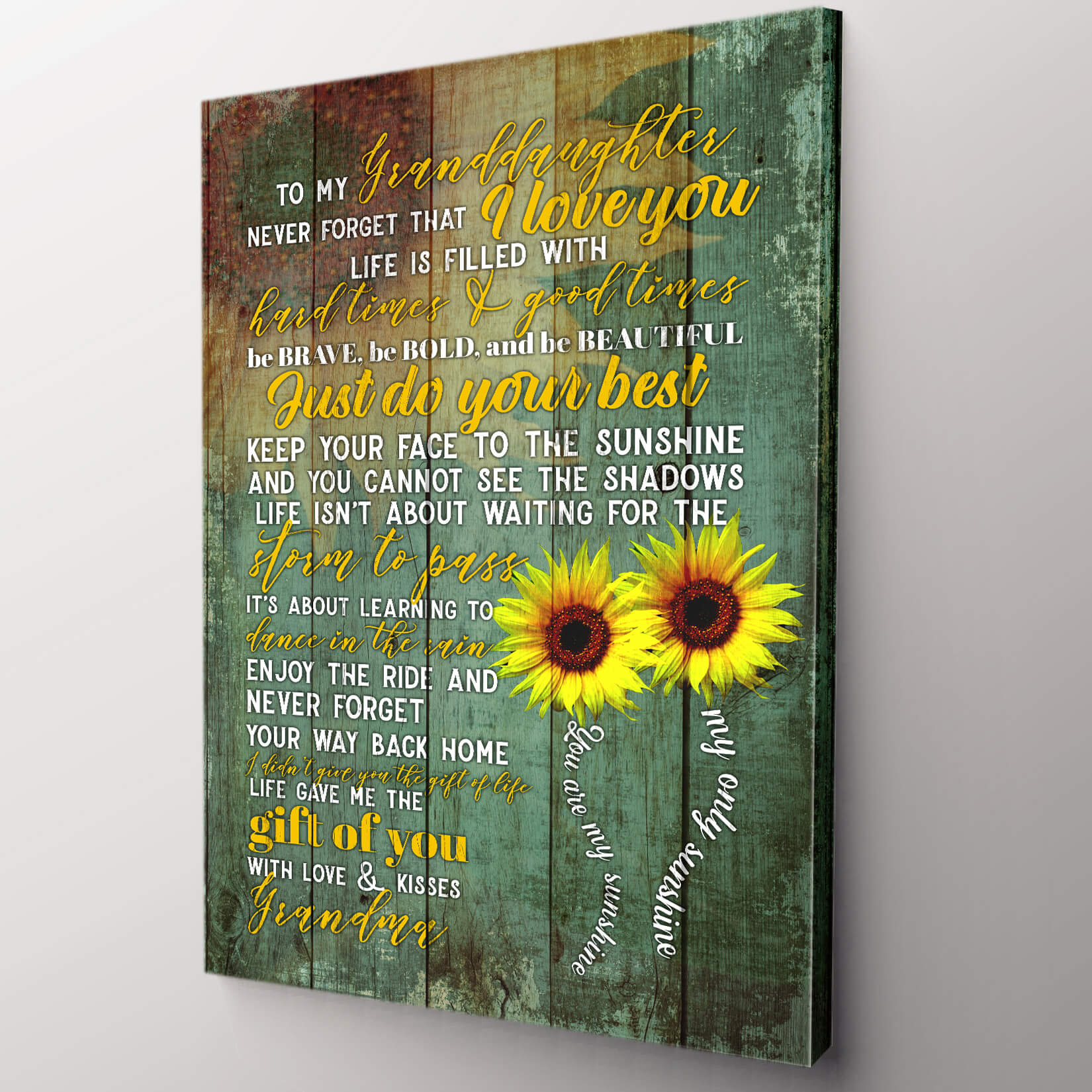 "To My Granddaughter - I Love You" Premium Canvas Wall Art