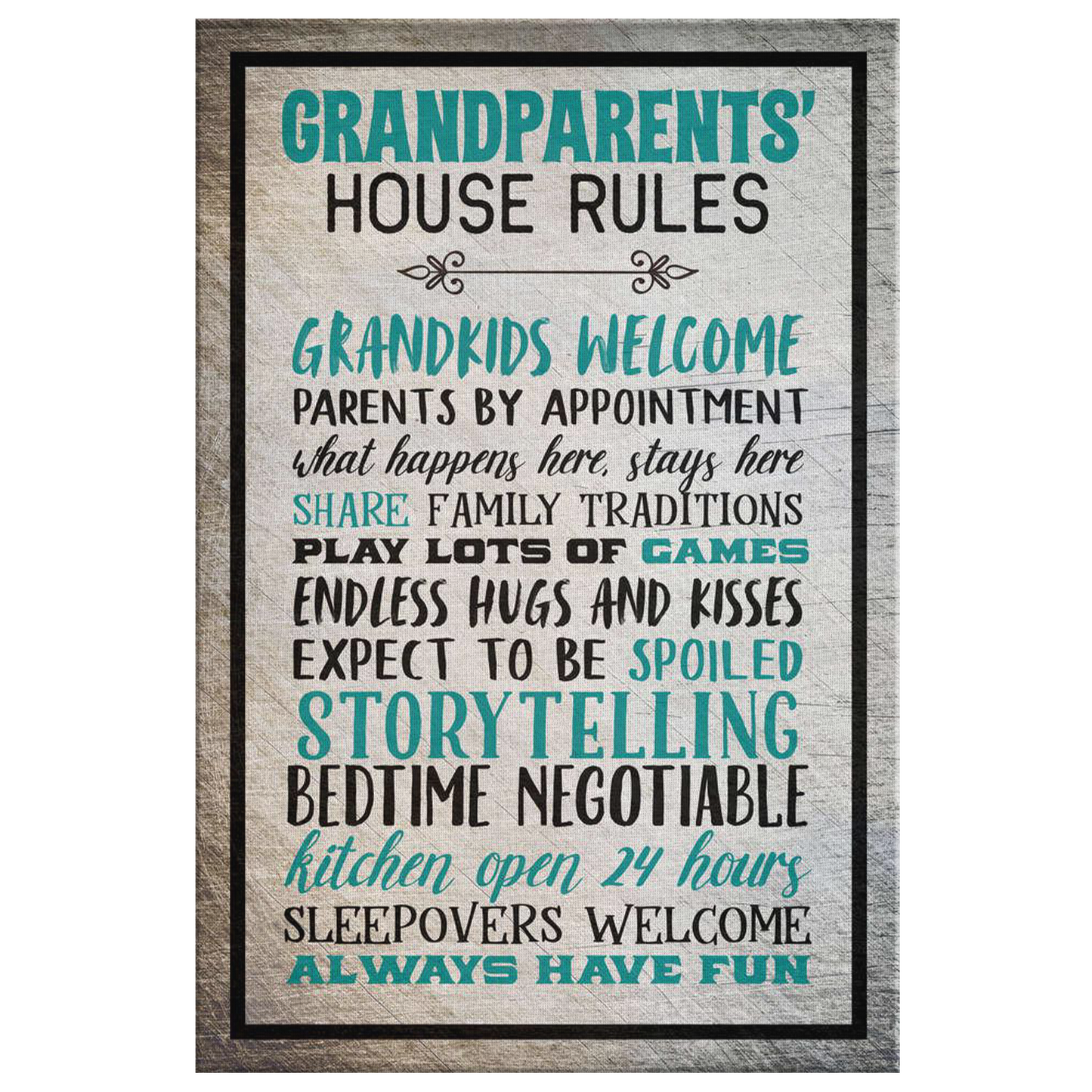"Grandparent's House Rules" Premium Canvas