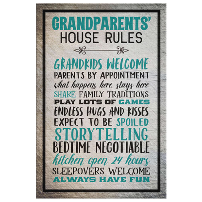 "Grandparent's House Rules" Premium Canvas