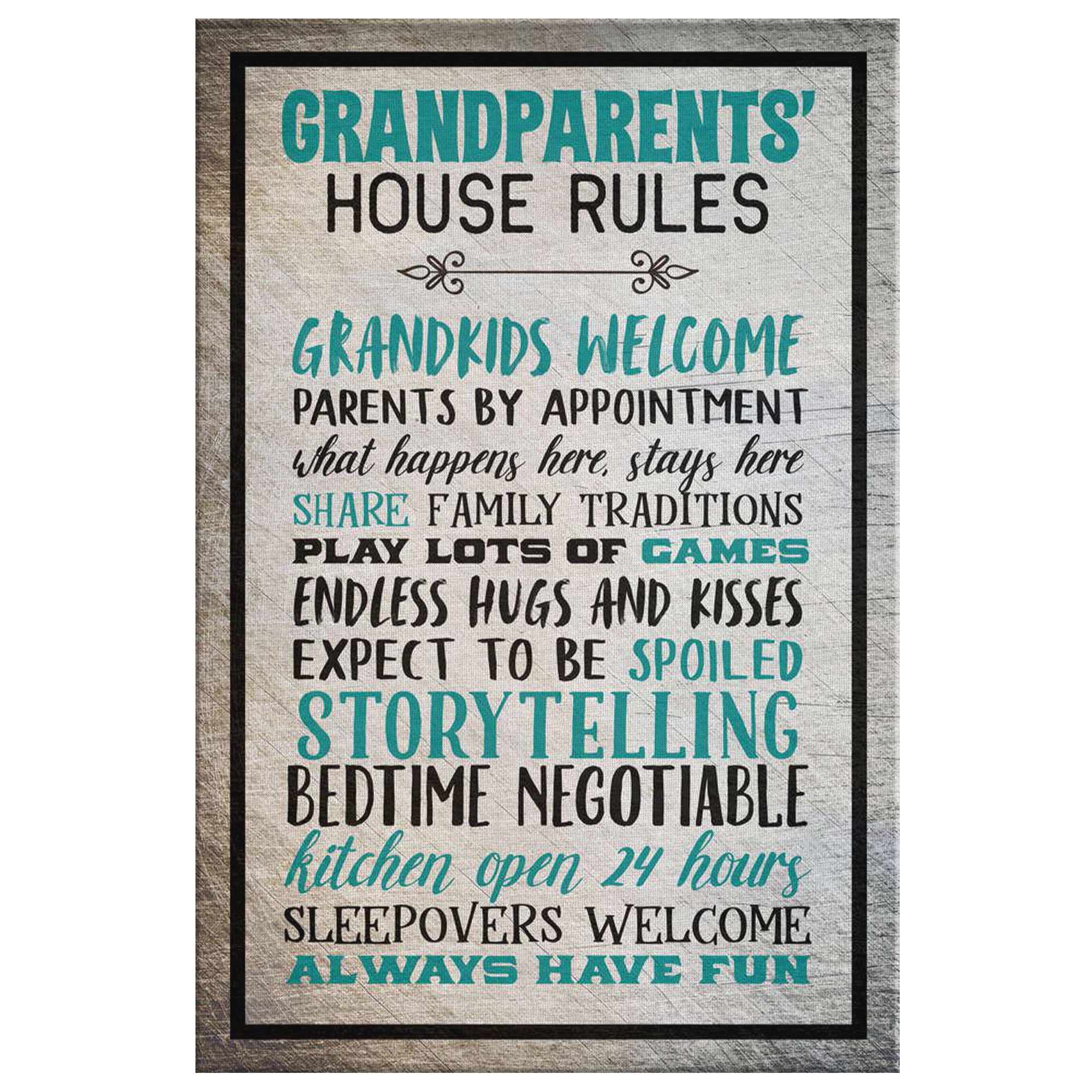 "Grandparent's House Rules" Premium Canvas