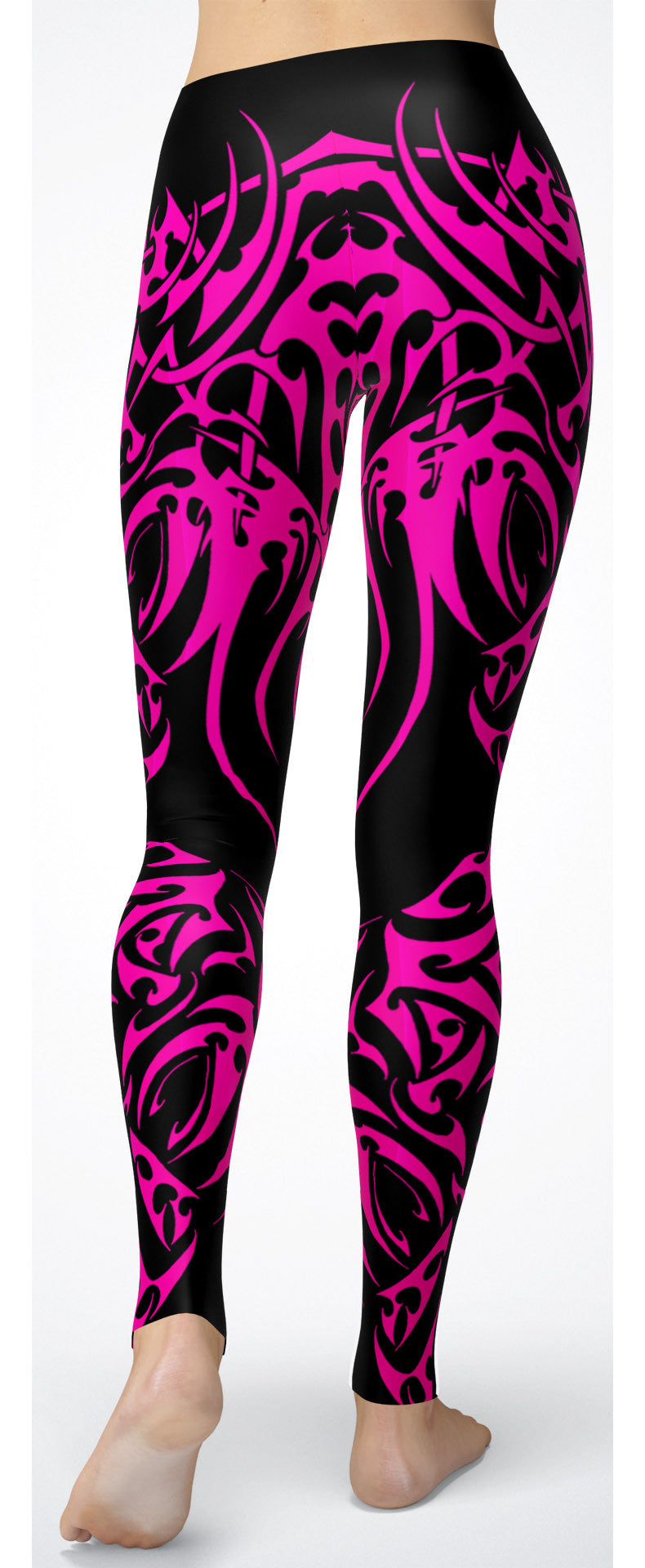 Pink Tribal Tattoo-Pattern Leggings