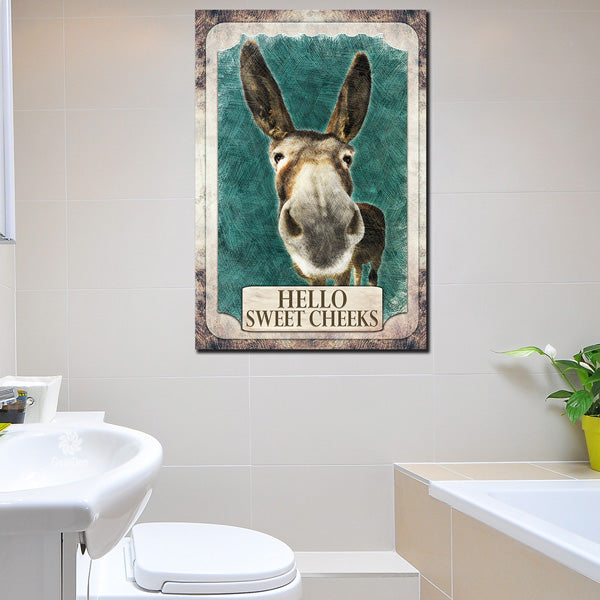 "Hello Sweet Cheeks" Bathroom Premium Canvas Wall Art