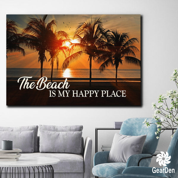 "The Beach - My Happy Place " Premium Canvas