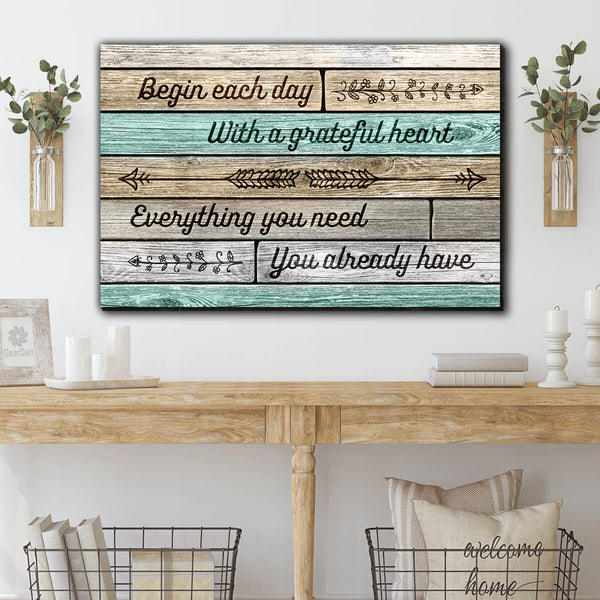 wooden console table with rustic wall art - coastal grandma style - Gear Den
