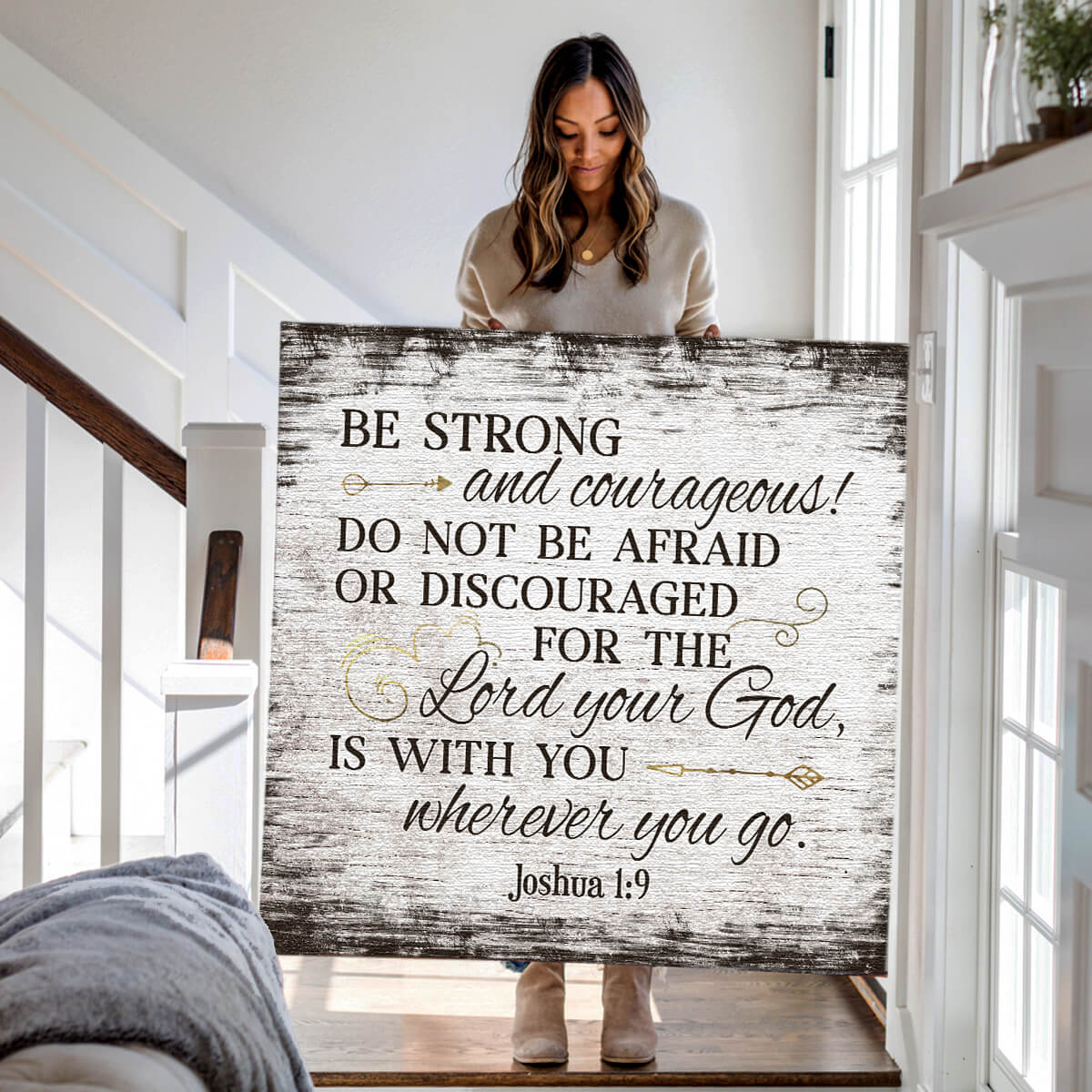 "Be Strong And Courageous" Premium Canvas Wall Art